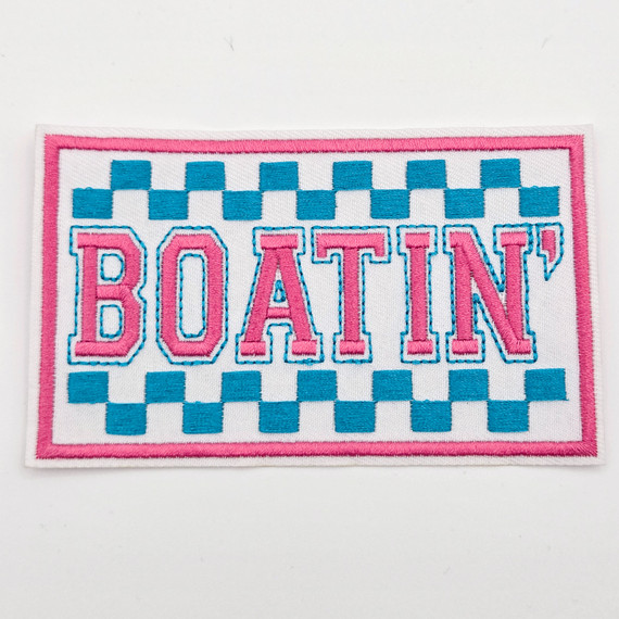 Boatin' Embroidered Glitter Hat Patch