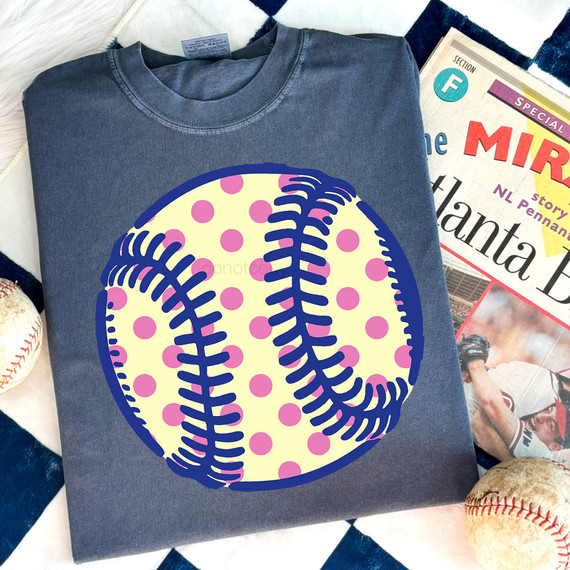 Polka Dot Softball DTF Heat Transfer