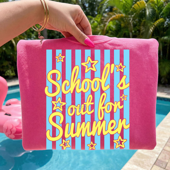 School's Out For Summer Stripes DTF Heat Transfer