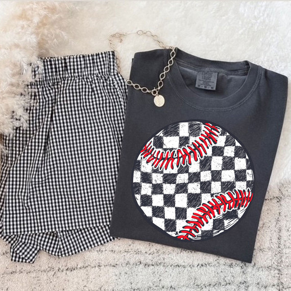 Checkered Baseball DTF Heat Transfer