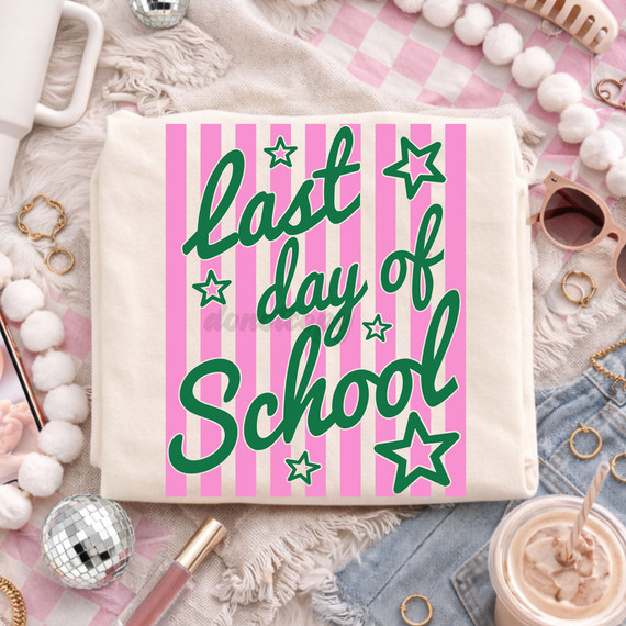 Last Day Of School Stripes DTF Heat Transfer