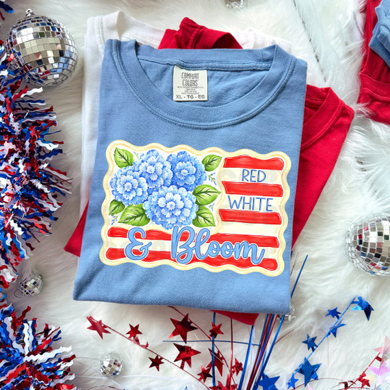 Red White And Bloom DTF Heat Transfer