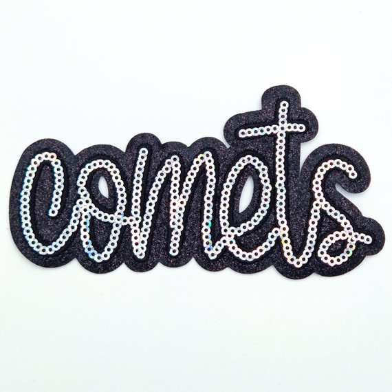 Comets Sequin & Black Glitter Mascot Hat Patch