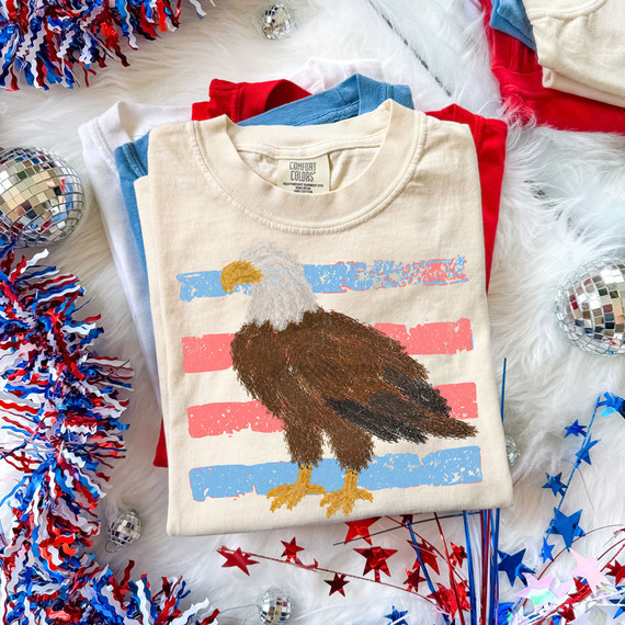 Patriotic Bald Eagle Stripes DTF Heat Transfer