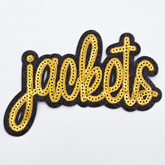 Jackets GOLD Sequin & Black Glitter Mascot Hat Patch