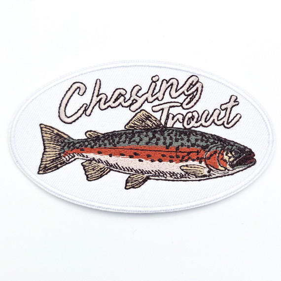 Chasing Trout Embroidered Hat Patch – 5" Wide