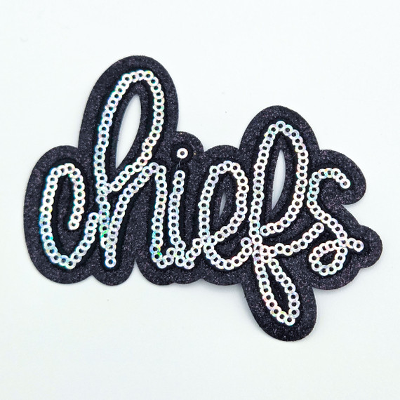Chiefs Sequin Glitter Hat Patch – 4" x 3"