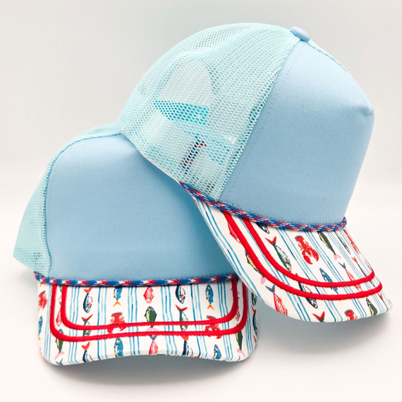 Coastal Fishing Print Blank Trucker Hat