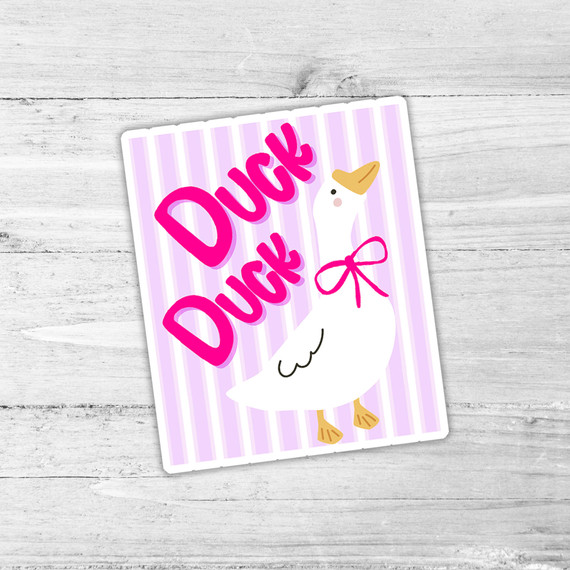 Purple Stripe Duck Duck Goose Die Cut Vinyl Sticker