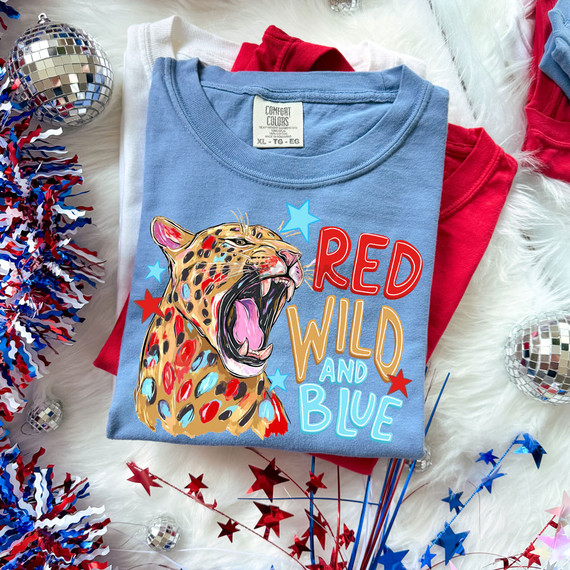 Red White And Blue Jaguar DTF Heat Transfer
