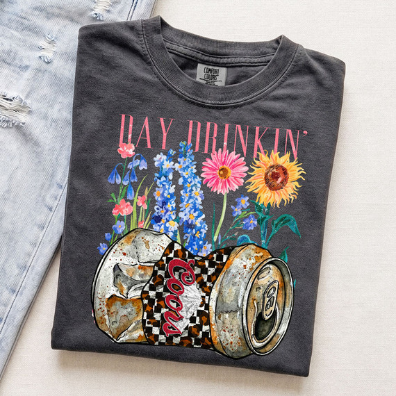 Day Drinkin' Floral Beer Can DTF Heat Transfer