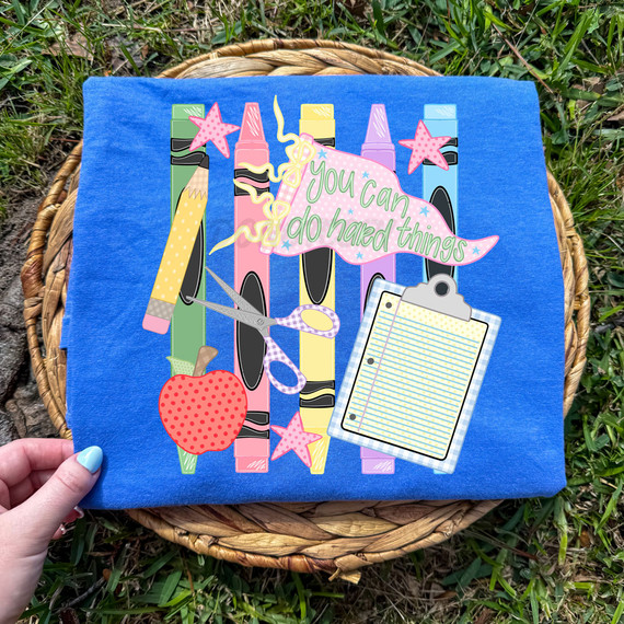 You Can Do Hard Things Pencil Stripes DTF Heat Transfer