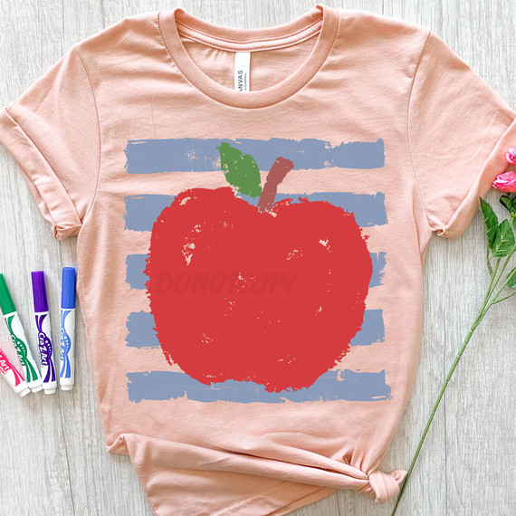 Apple Blue Stripes DTF Heat Transfer
