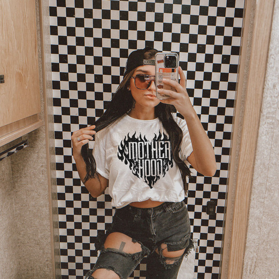 Motherhood Flame Heart BLACK DTF Heat Transfer