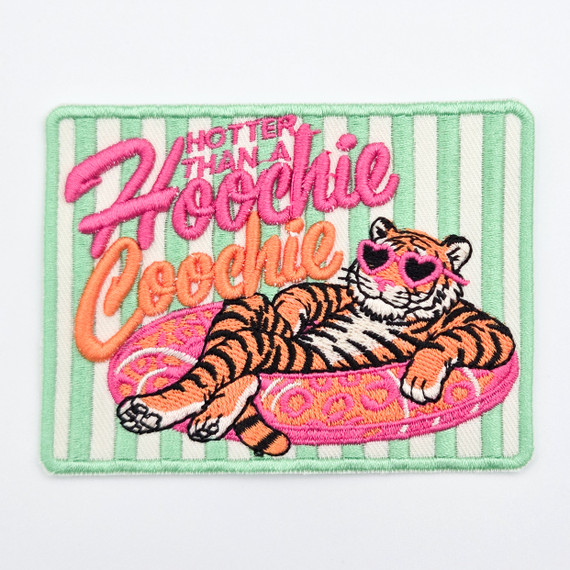 Hotter Than a Hoochie Coochie Puff Embroidered Hat Patch – 4" x 3"