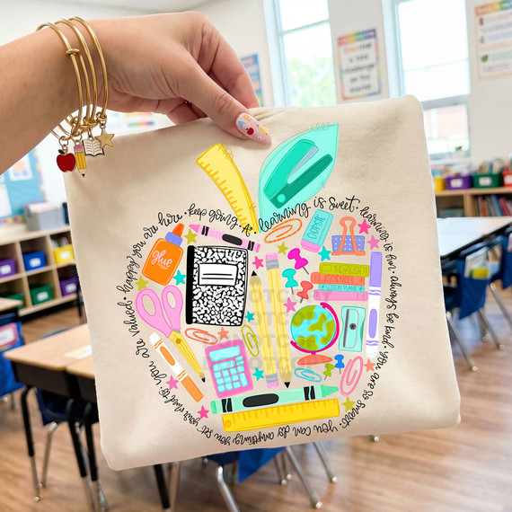 School Supplies Apple DTF Heat Transfer