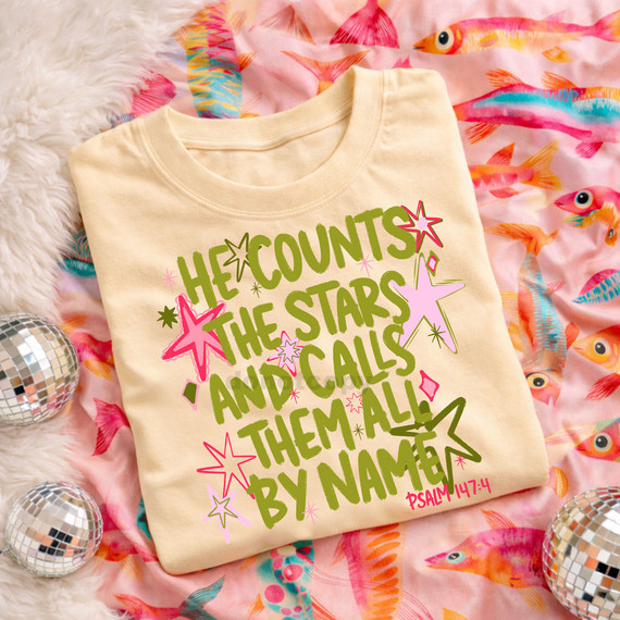 He Counts the Stars Psalm 147:4 DTF Heat Transfer