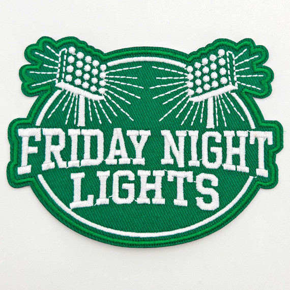Friday Night Lights Embroidered Hat Patch – Green & White – 4" x 3"