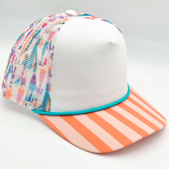 Striped Bill Fishing Lure Mesh Cotton Trucker Hat