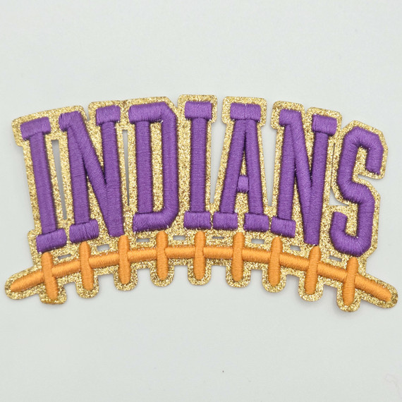 Indians Football Puff Embroidered Glitter Hat Patch