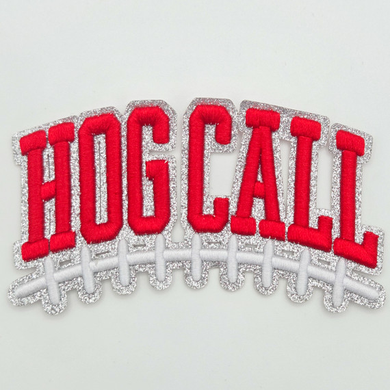Hog Call Football Puff Embroidered Glitter Hat Patch