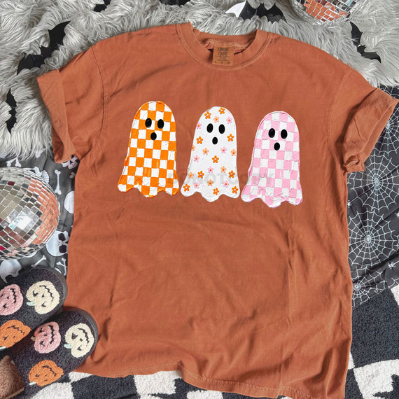 Patterned Halloween Ghost Trio DTF Heat Transfer