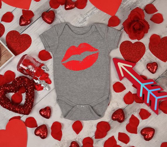 Valentine Lips Infant Screen Print Heat Transfer