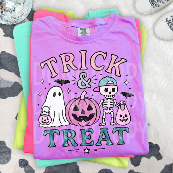 Trick & Treat Pink Pumpkin DTF Heat Transfer