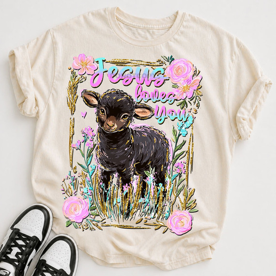 Jesus Loves You Lamb DTF Heat Transfer
