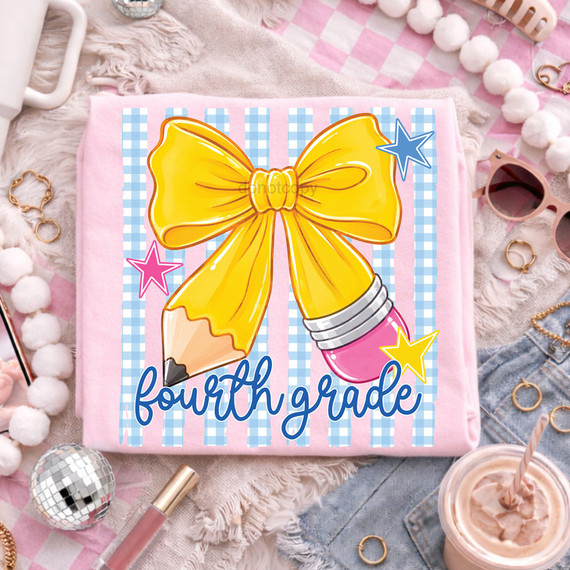 Back to School Pencil Bow DTF Heat Transfer