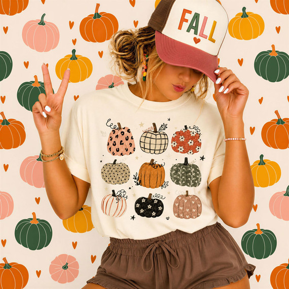 Neutral Pattern Pumpkin DTF Heat Transfer