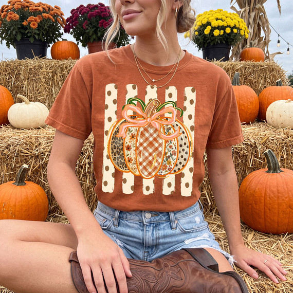 Pattern Pumpkin Polka Dot Stripes DTF Heat Transfer
