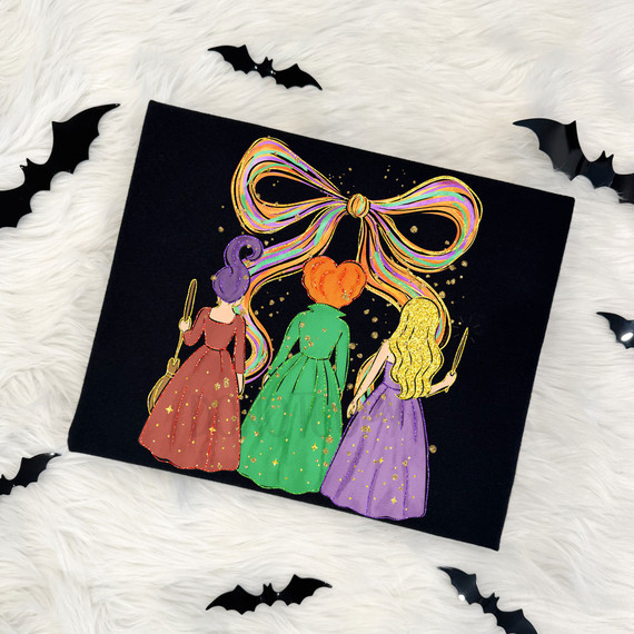 Three Witches Bow Halloween DTF Heat Transfer
