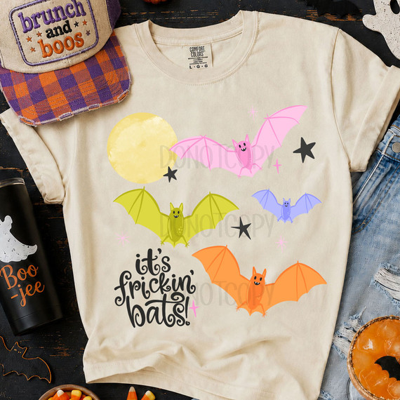 It’s Frickin' Bats Colorful Halloween DTF Heat Transfer