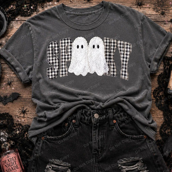 Faux Stitch Lace Gingham Spooky Ghost DTF Transfer