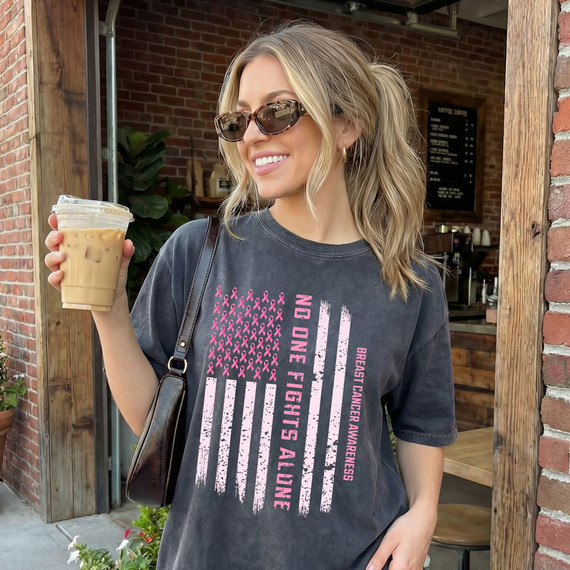 No One Fights Alone Breast Cancer DTF Heat Transfer