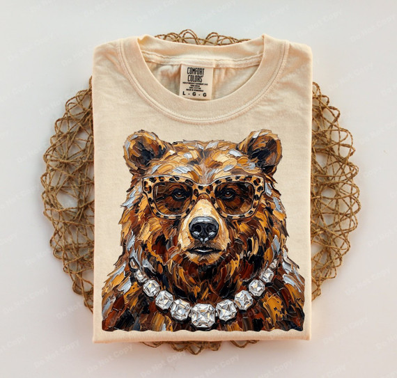 Glam Brown Bear DTF Heat Transfer