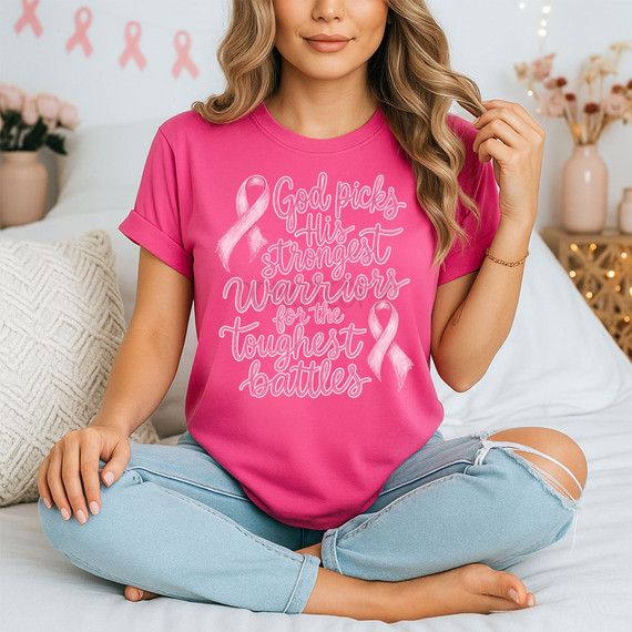 God Picks His Strongest Warriors Breast Cancer DTF Heat Transfer