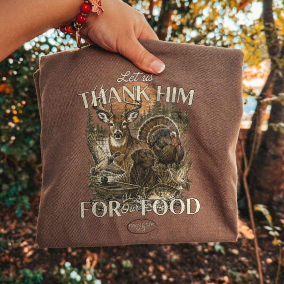 Let Us Thank Him For Our Food DTF Transfer | Hunting & Faith Thanksgiving Design