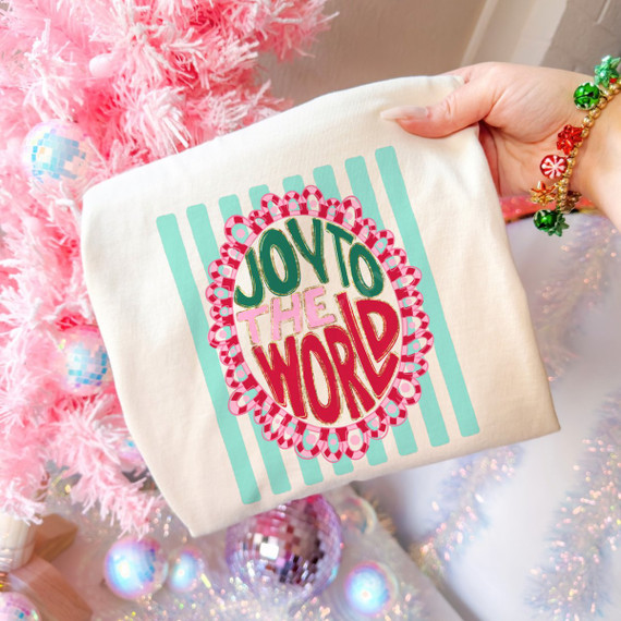 Joy to the World DTF Transfer | Retro Scalloped Christmas Design