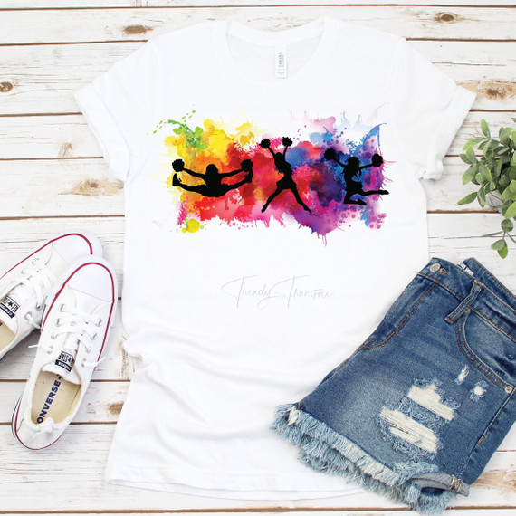 Watercolor Cheerleader Cheer Silhouette Sublimation Transfer