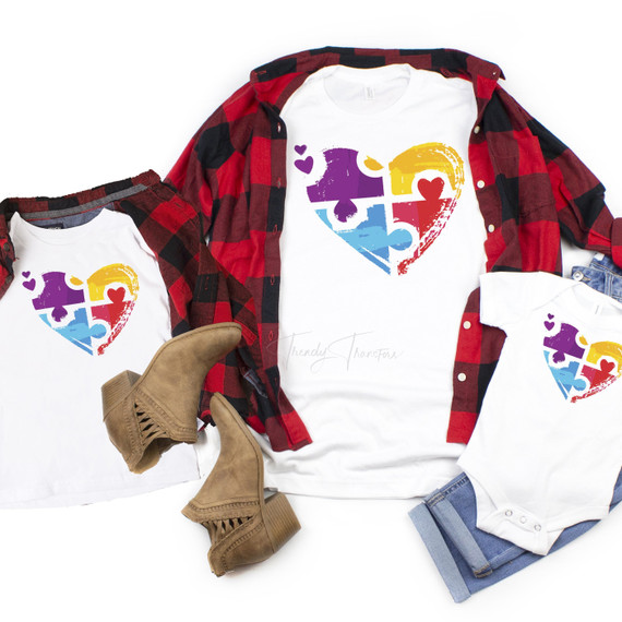 Puzzle heart Autism Awareness Sublimation Transfer