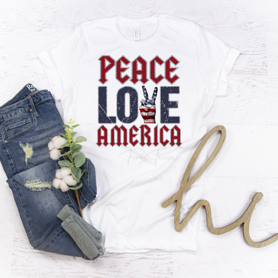 Peace Love America Patriotic Sublimation Transfer