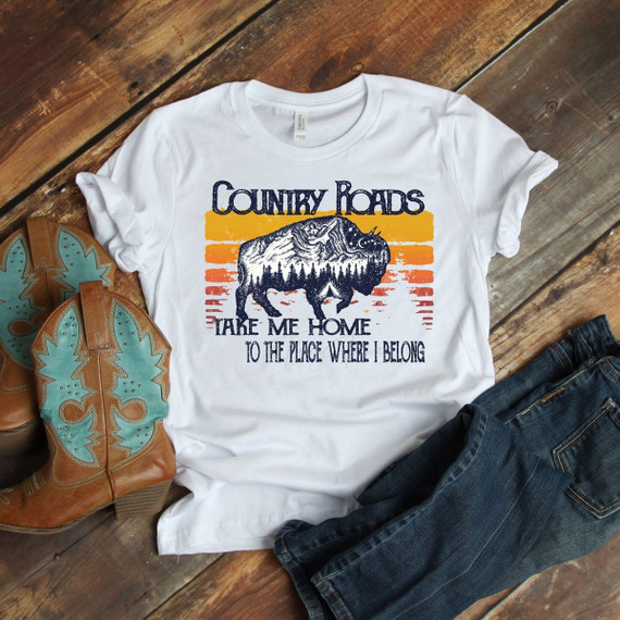 Country Roads Take Me Home Buffalo Screen Print Heat Transfer Country Roads Take Me Home Buffalo Screen Print Heat Transfer