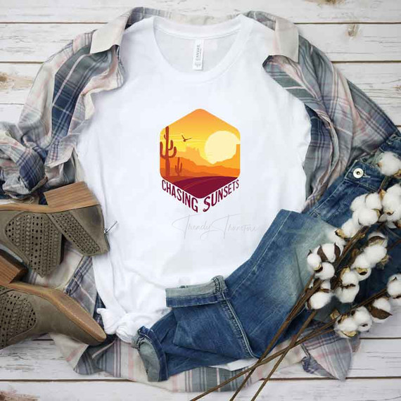 Chasing Sunsets Hexagon Sublimation Transfer