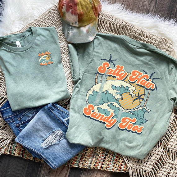 Salty Hair Sandy Toes Screen Print Heat Transfer Salty Hair Sandy Toes Screen Print Heat Transfer
