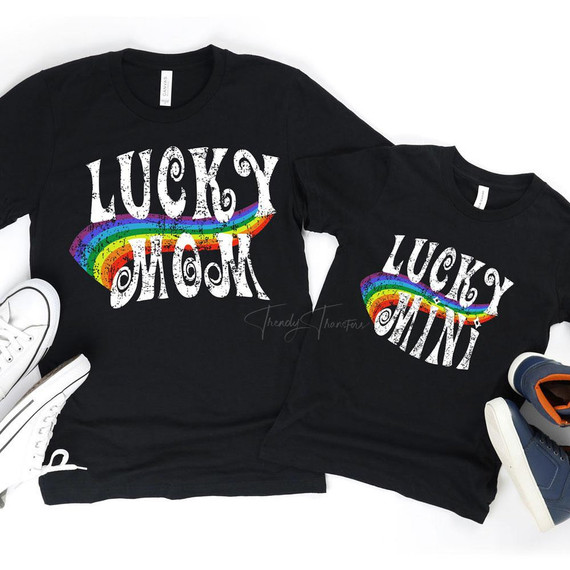 Lucky Mama Rainbow  Screen Print Heat Transfer