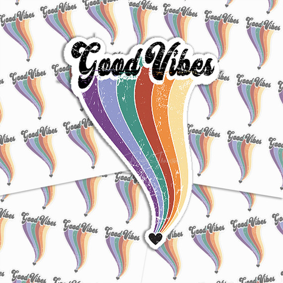 Rainbow Wave Good Vibes Sticker Sheet