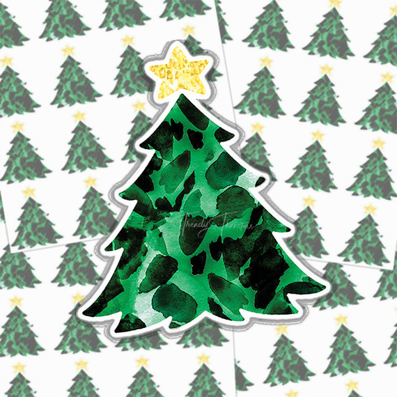 Leopard Print Christmas Tree Sticker Sheet