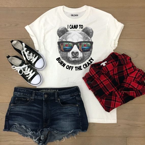 I Camp To Burn Off The Crazy Bear Sunglasses Sublimation Transfer I Camp To Burn Off The Crazy Bear Sunglasses Sublimation Transfer